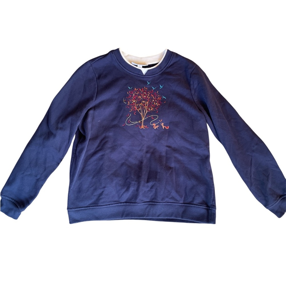 Breckenridge Vgt blue tree design grandma sweatshirt size large cottage core